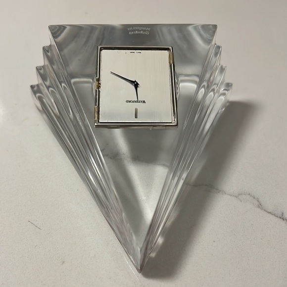 Waterford Crystal Triangle Pyramid Mantle Desk Clock - Picture 4 of 9
